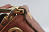 Authentic MCM Visetos Leather Drawstring Shoulder Cross Body Bag Brown 3558I