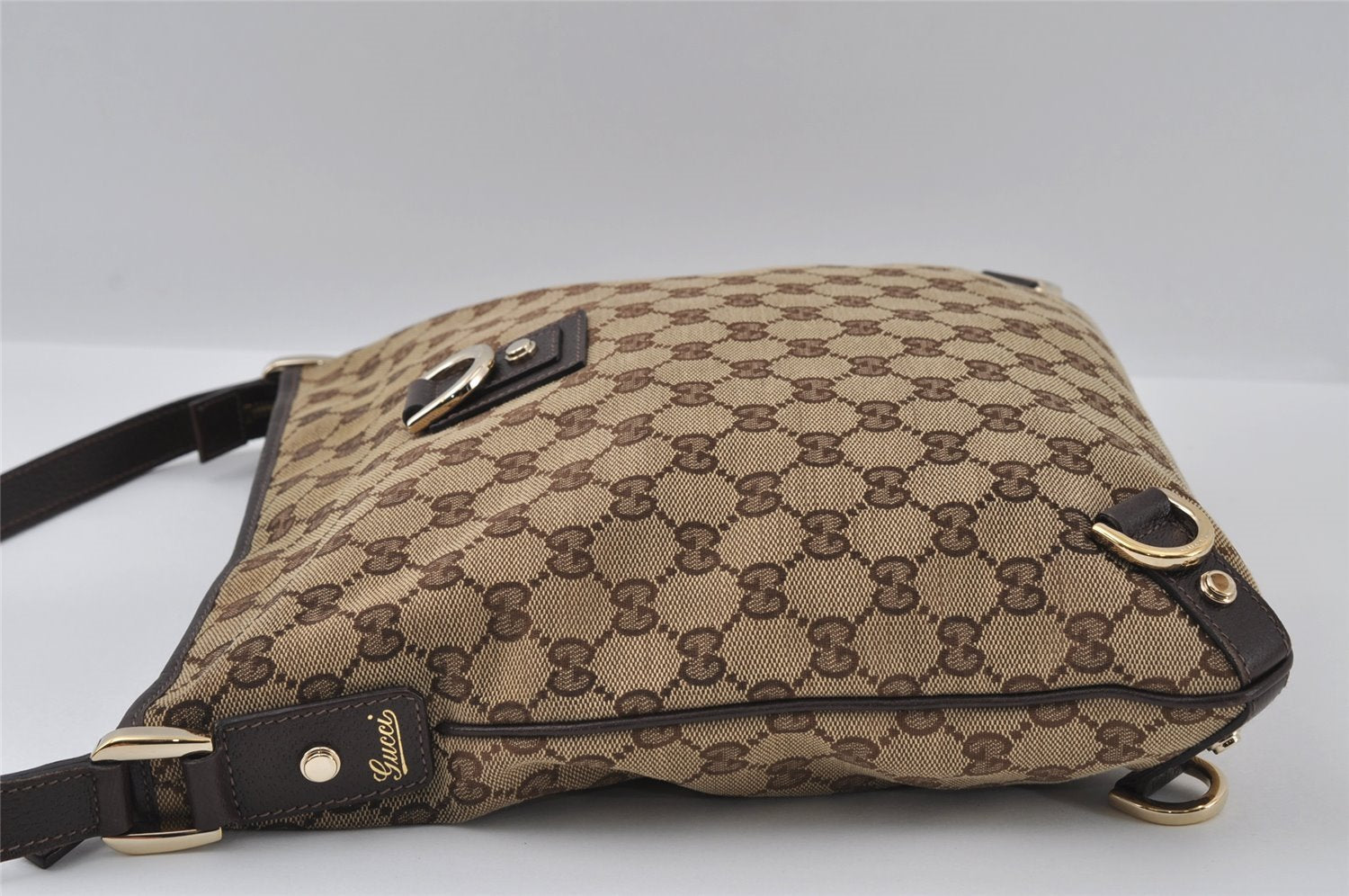 Authentic GUCCI Abbey Shoulder Cross Bag GG Canvas Leather 131326 Brown 3559I