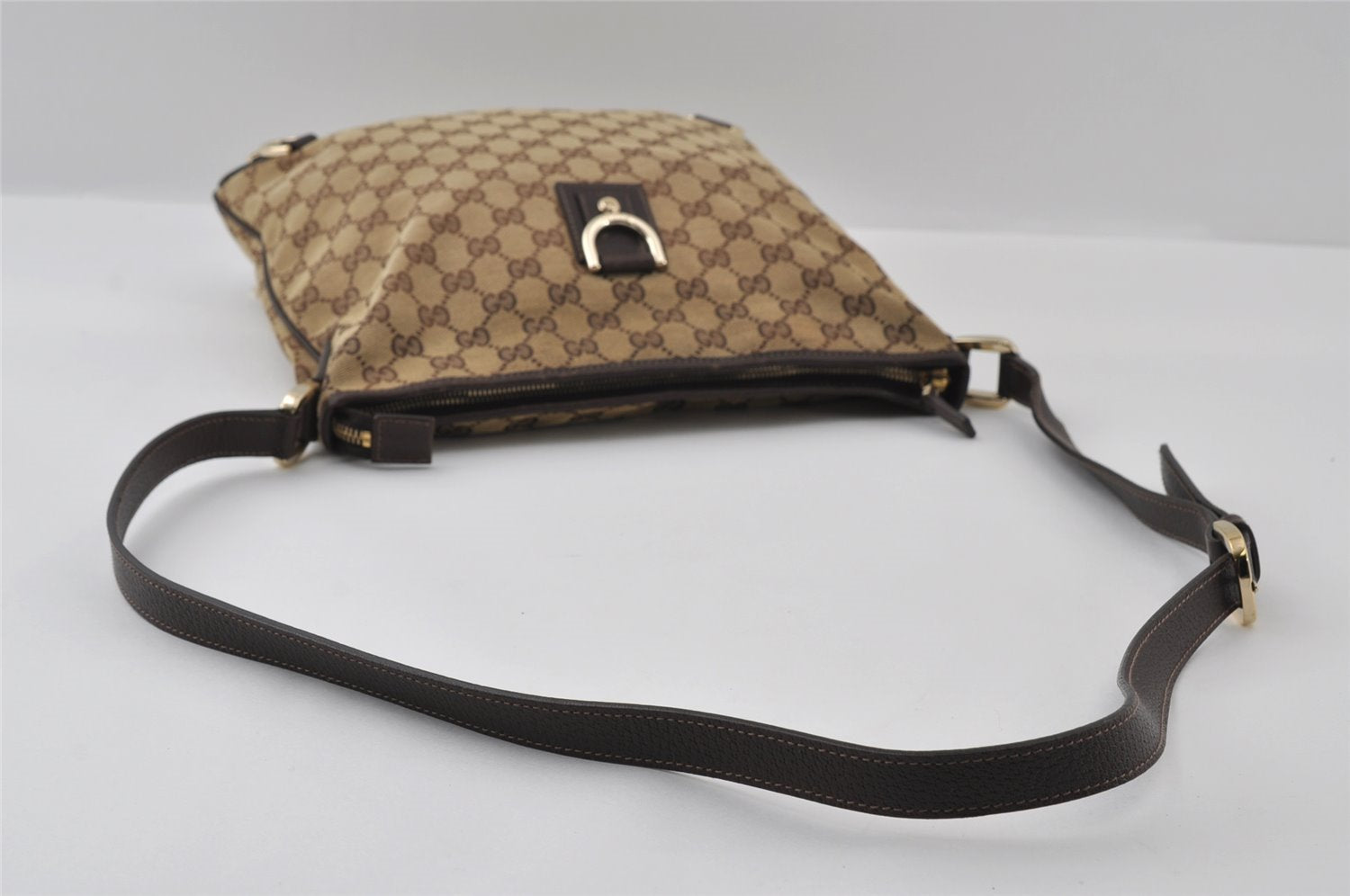 Authentic GUCCI Abbey Shoulder Cross Bag GG Canvas Leather 131326 Brown 3559I