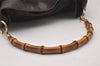 Authentic GUCCI Vintage Bamboo 2Way Shoulder Tote Bag Leather Brown 3561I
