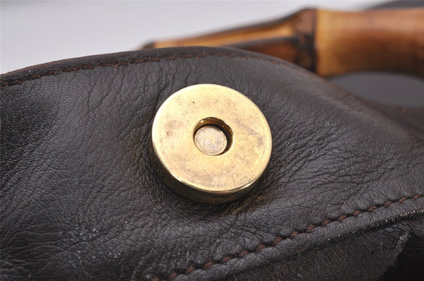 Authentic GUCCI Vintage Bamboo 2Way Shoulder Tote Bag Leather Brown 3561I