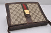 Authentic GUCCI Web Sherry Line Shoulder Cross Bag GG PVC Leather Brown 3563I