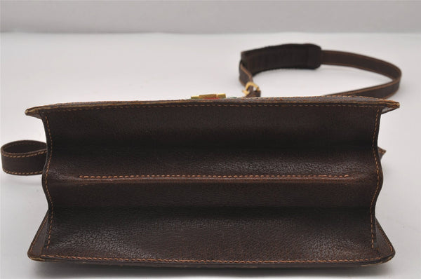 Authentic GUCCI Web Sherry Line Shoulder Cross Bag GG PVC Leather Brown 3563I