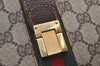Authentic GUCCI Web Sherry Line Shoulder Cross Bag GG PVC Leather Brown 3563I