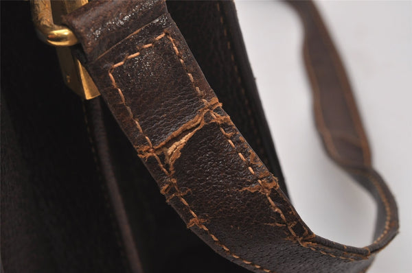 Authentic GUCCI Web Sherry Line Shoulder Cross Bag GG PVC Leather Brown 3563I