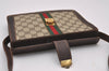 Authentic GUCCI Web Sherry Line Shoulder Cross Bag GG PVC Leather Brown 3563I