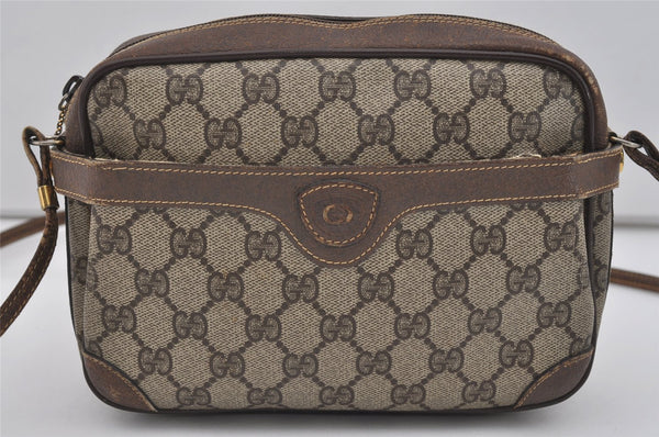 Authentic GUCCI Vintage Shoulder Cross Body Bag GG PVC Leather Purse Brown 3564I