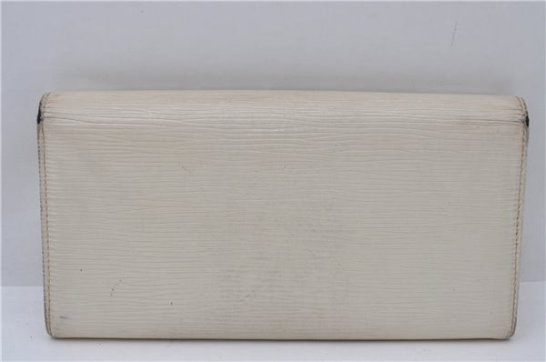 Authentic Louis Vuitton Epi Portefeuille Sarah Long Wallet White M6516J LV 3568D