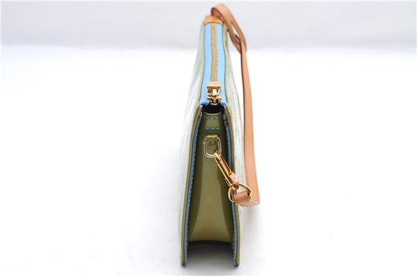Auth Louis Vuitton Vernis Lexington Hand Bag Pouch Light Green M91011 LV 3571E