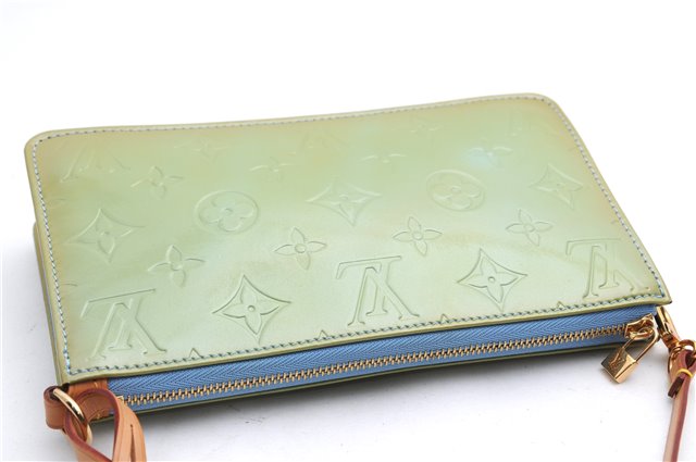 Auth Louis Vuitton Vernis Lexington Hand Bag Pouch Light Green M91011 LV 3571E