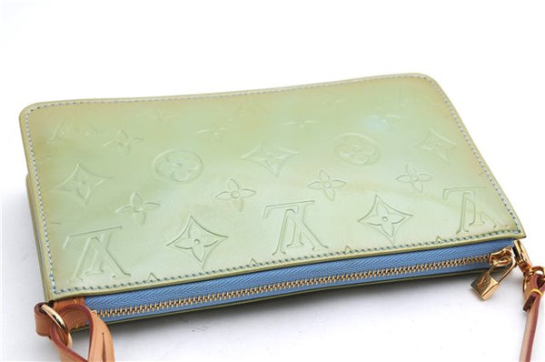 Auth Louis Vuitton Vernis Lexington Hand Bag Pouch Light Green M91011 LV 3571E