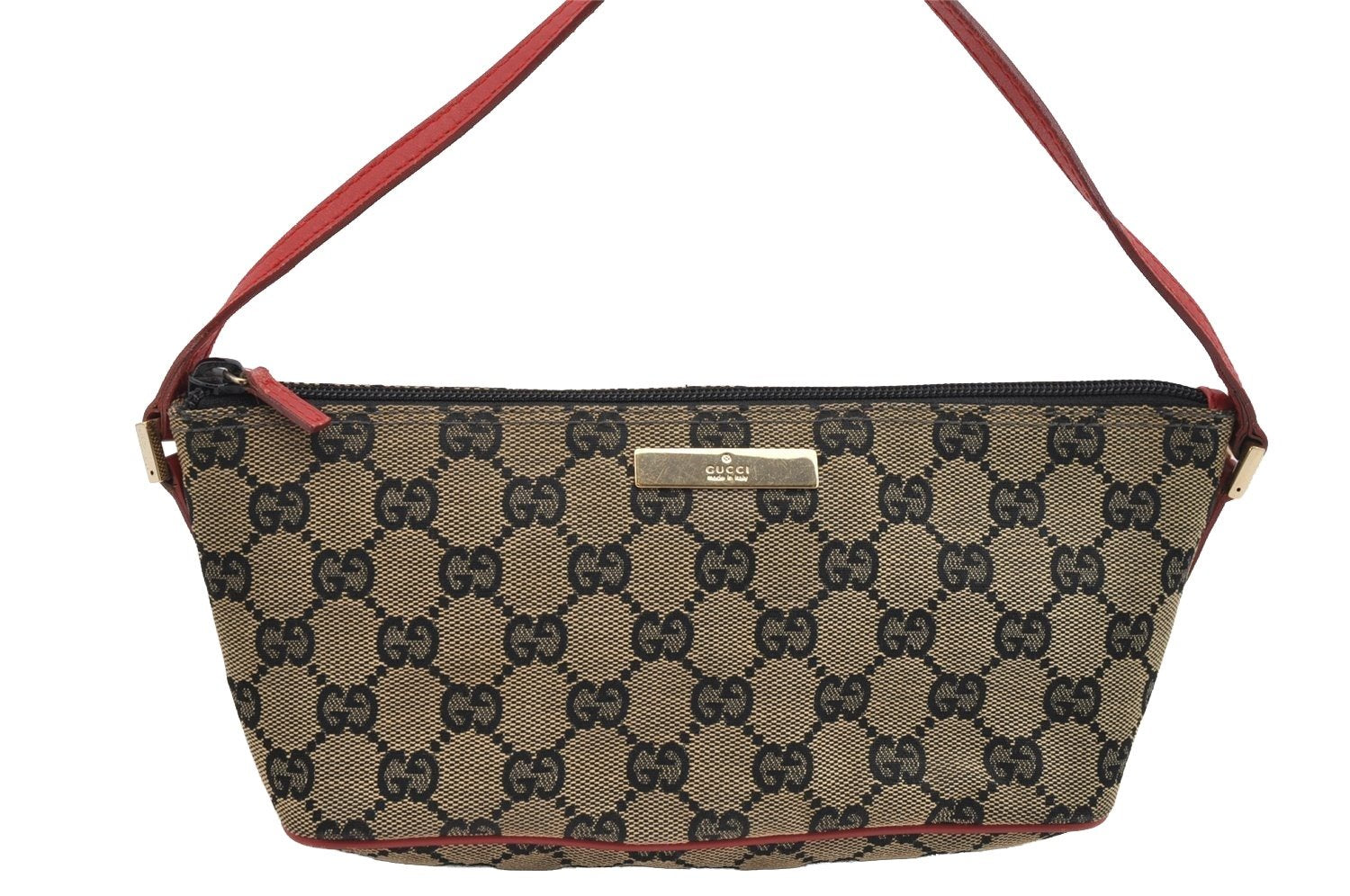 Authentic GUCCI Hand Bag Pouch Purse GG Canvas Leather 0391103 Black 3571I