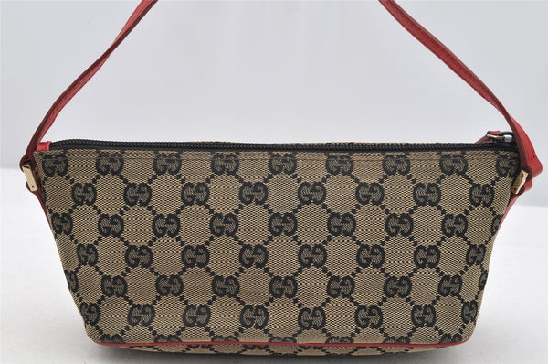 Authentic GUCCI Hand Bag Pouch Purse GG Canvas Leather 0391103 Black 3571I