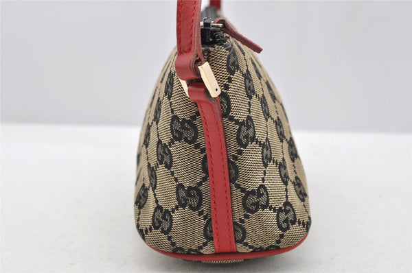 Authentic GUCCI Hand Bag Pouch Purse GG Canvas Leather 0391103 Black 3571I