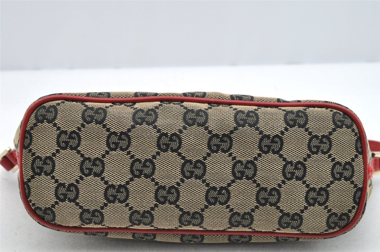 Authentic GUCCI Hand Bag Pouch Purse GG Canvas Leather 0391103 Black 3571I