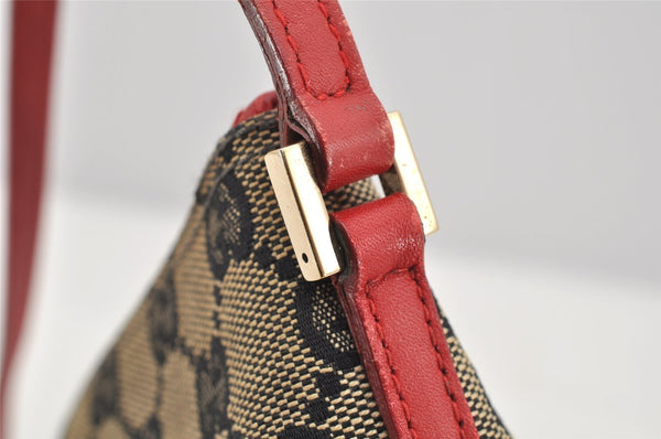 Authentic GUCCI Hand Bag Pouch Purse GG Canvas Leather 0391103 Black 3571I