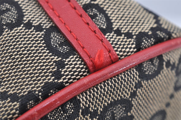 Authentic GUCCI Hand Bag Pouch Purse GG Canvas Leather 0391103 Black 3571I