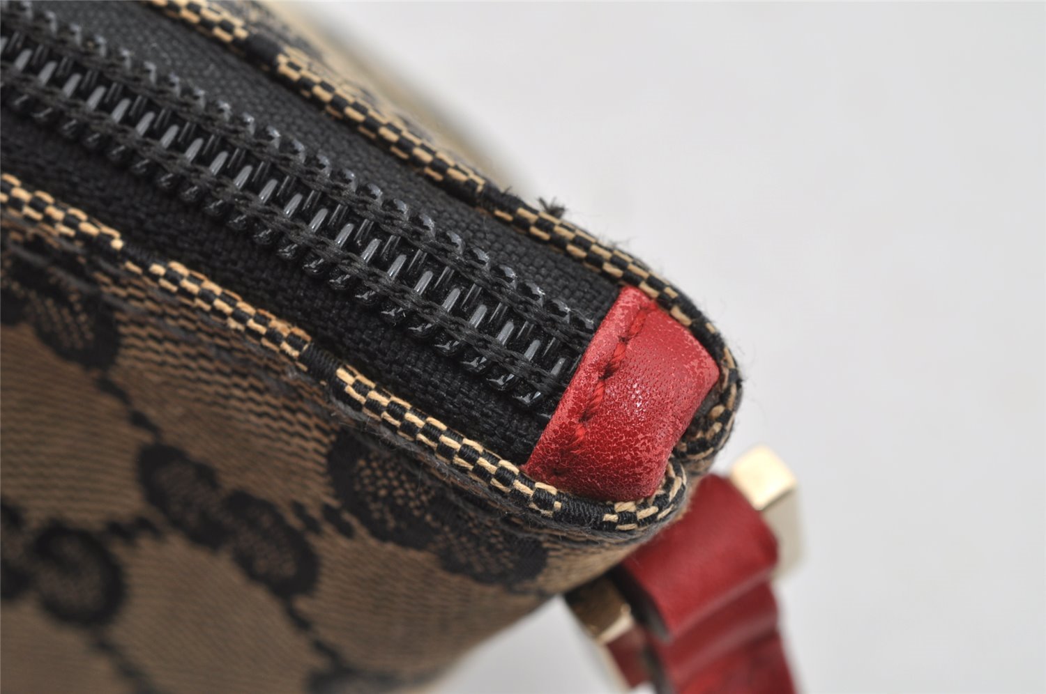 Authentic GUCCI Hand Bag Pouch Purse GG Canvas Leather 0391103 Black 3571I