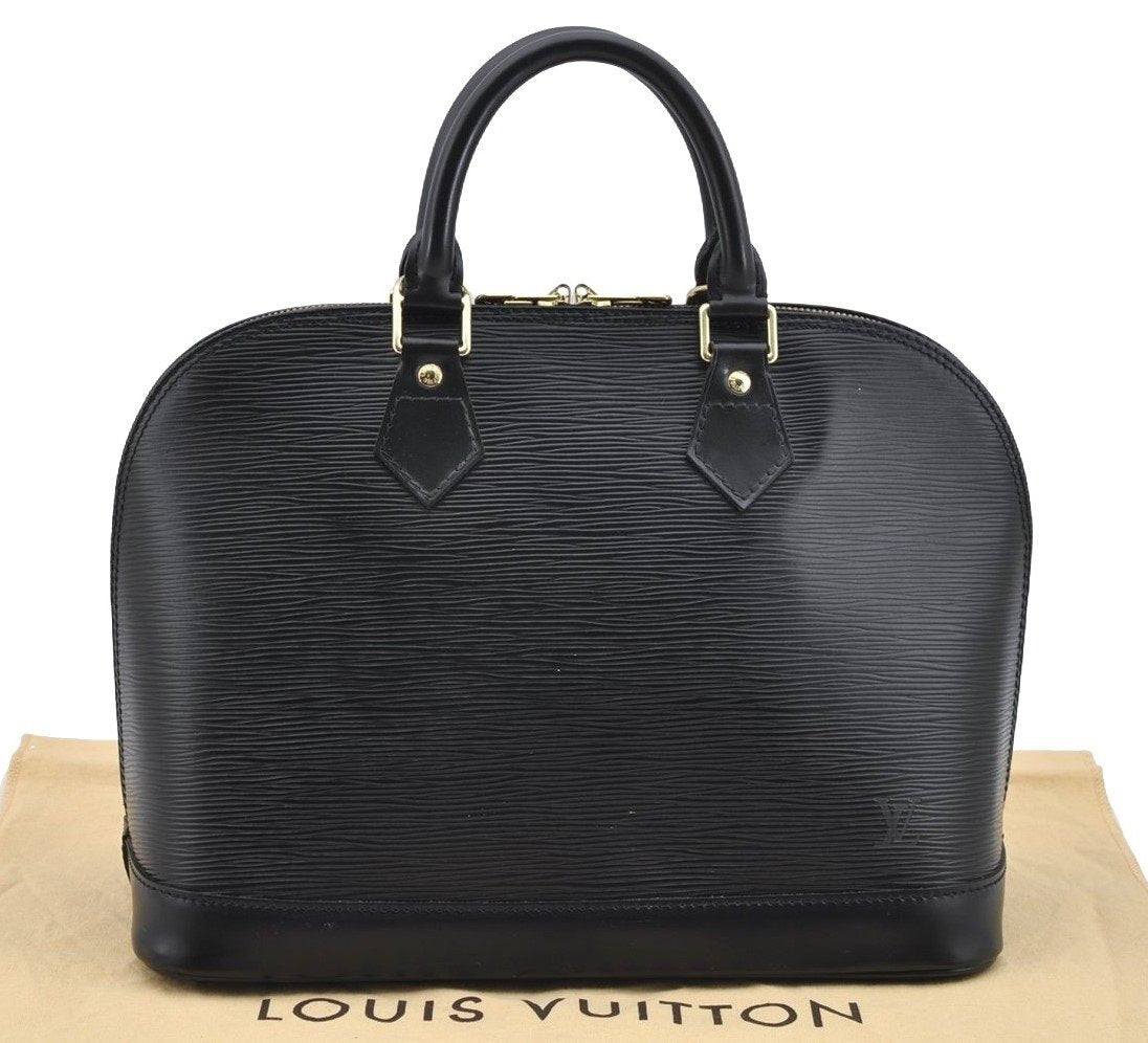 Authentic Louis Vuitton Epi Alma PM Hand Bag Black M40302 LV 3575I