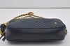 Authentic BALLY Quilting Leather Tassel Chain Shoulder Cross Body Bag Navy 3576I