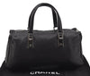 Authentic CHANEL Caviar Skin Chocolate Bar Hand Tote Bag Black 3577I