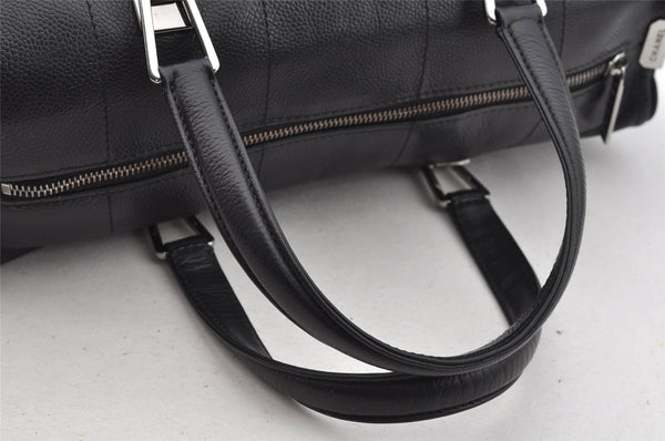 Authentic CHANEL Caviar Skin Chocolate Bar Hand Tote Bag Black 3577I