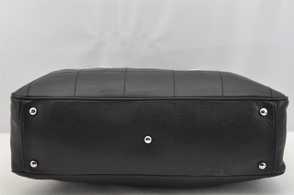 Authentic CHANEL Caviar Skin Chocolate Bar Hand Tote Bag Black 3577I