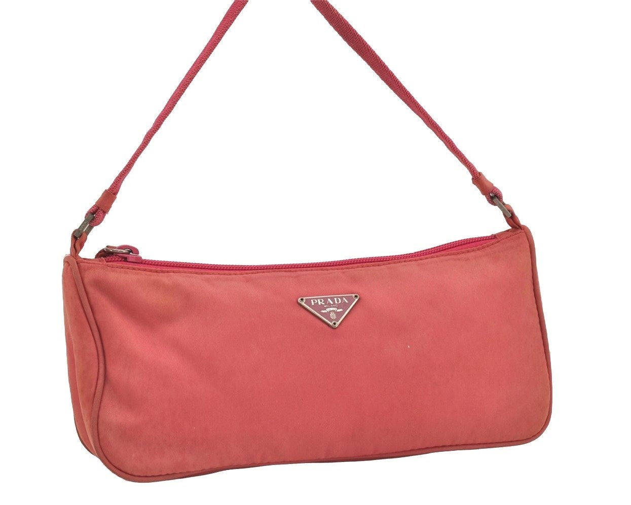 Authentic PRADA Vintage Nylon Tessuto Hand Bag Pouch Purse Pink 3578I