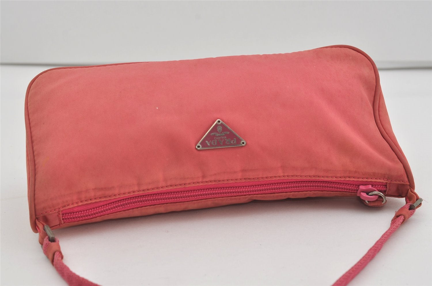 Authentic PRADA Vintage Nylon Tessuto Hand Bag Pouch Purse Pink 3578I