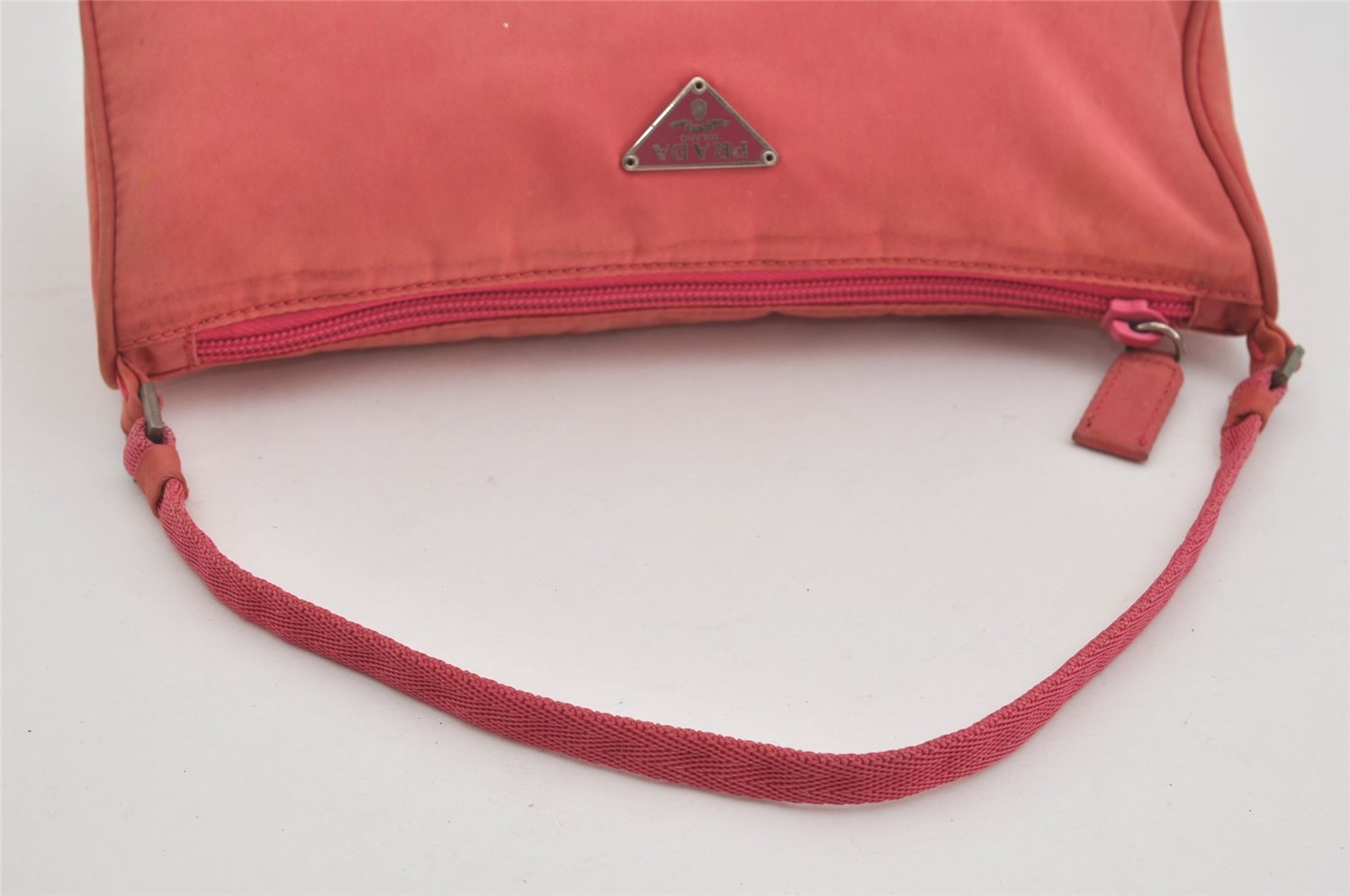 Authentic PRADA Vintage Nylon Tessuto Hand Bag Pouch Purse Pink 3578I