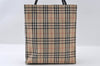 Authentic BURBERRY Vintage Nova Check Canvas Leather Hand Tote Bag Beige 3581I