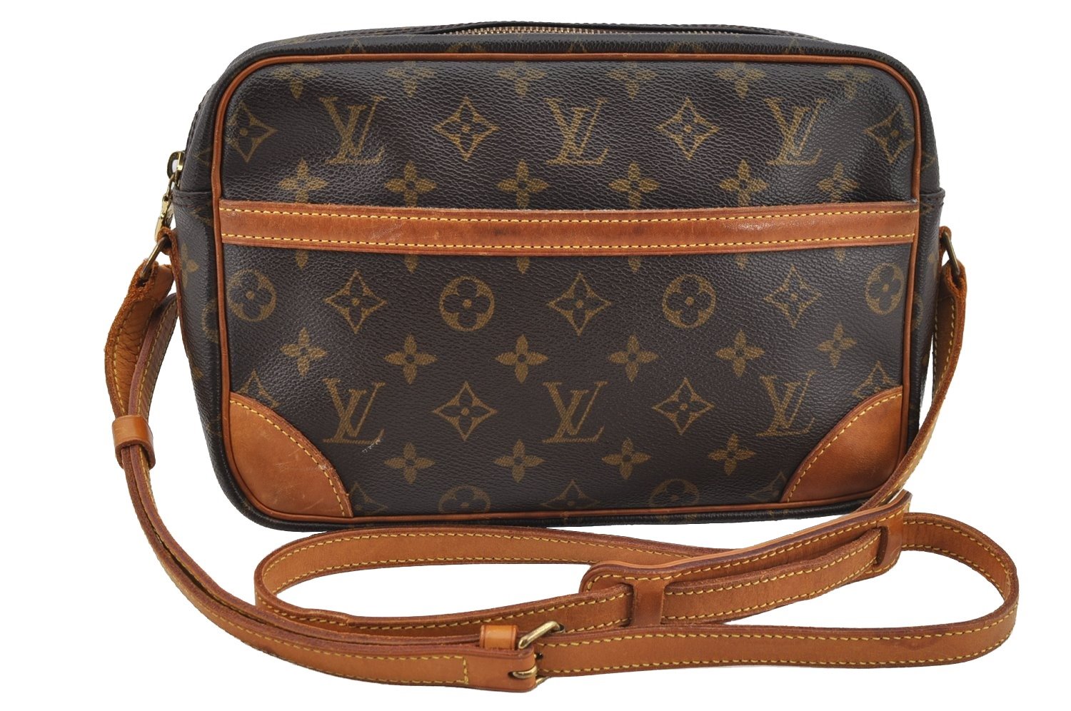 Authentic Louis Vuitton Monogram Trocadero 27 Shoulder Cross Bag M51274 LV 3583I