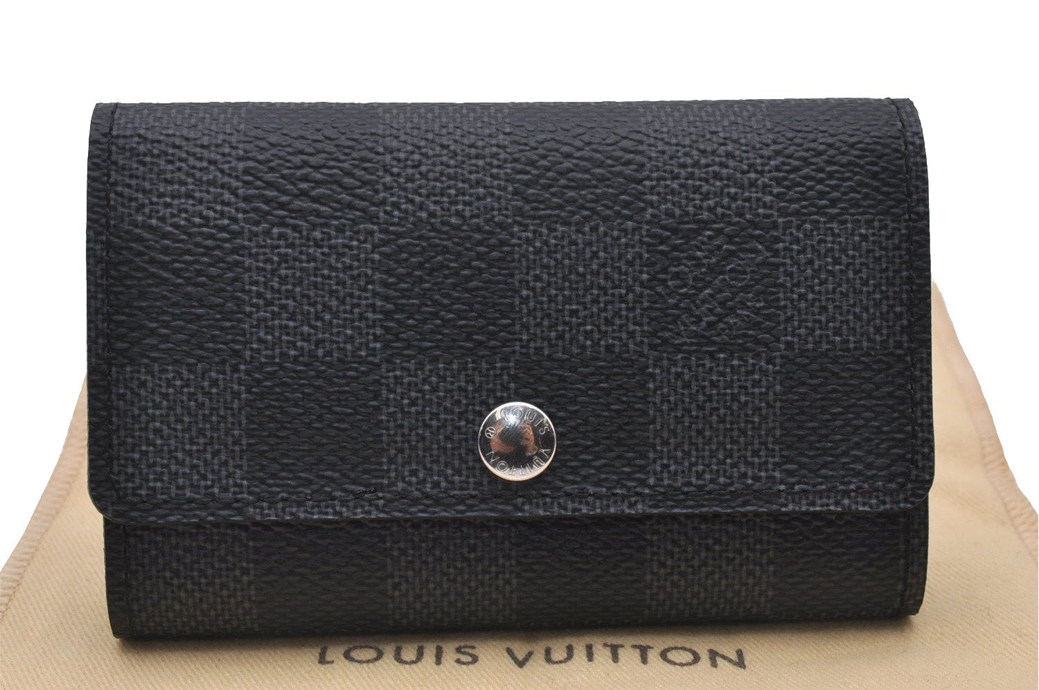 Authentic Louis Vuitton Damier Graphite Multicles 6 Key Case M62662 LV 3585I