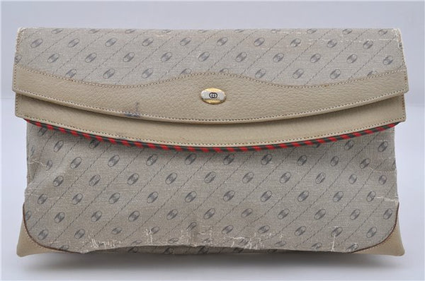 Authentic GUCCI Centennial Line Clutch Bag GG PVC Leather Ivory 3586C