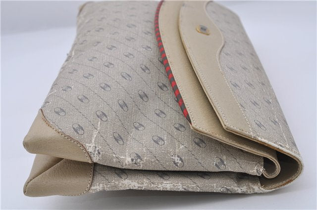 Authentic GUCCI Centennial Line Clutch Bag GG PVC Leather Ivory 3586C