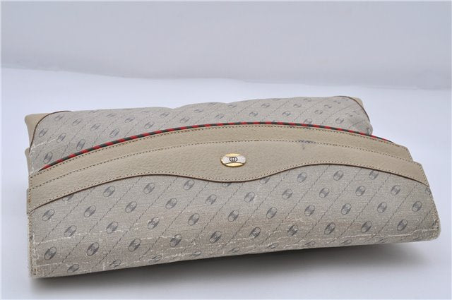 Authentic GUCCI Centennial Line Clutch Bag GG PVC Leather Ivory 3586C