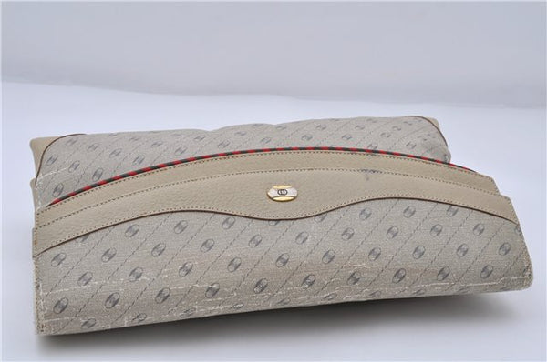 Authentic GUCCI Centennial Line Clutch Bag GG PVC Leather Ivory 3586C