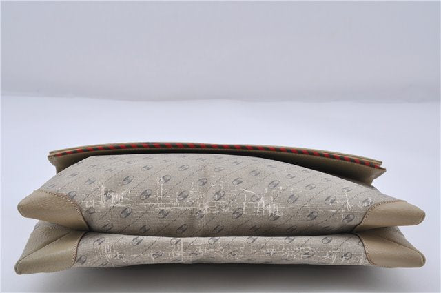 Authentic GUCCI Centennial Line Clutch Bag GG PVC Leather Ivory 3586C