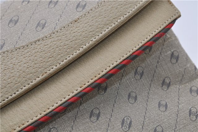 Authentic GUCCI Centennial Line Clutch Bag GG PVC Leather Ivory 3586C