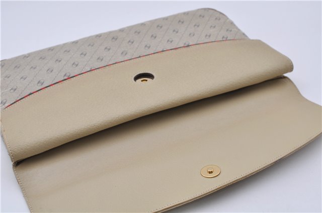 Authentic GUCCI Centennial Line Clutch Bag GG PVC Leather Ivory 3586C