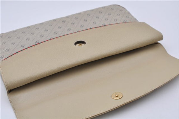 Authentic GUCCI Centennial Line Clutch Bag GG PVC Leather Ivory 3586C