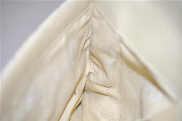 Authentic GUCCI Centennial Line Clutch Bag GG PVC Leather Ivory 3586C
