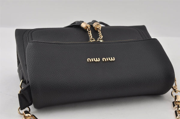 Authentic MIU MIU Leather Chain Tassel 2Way Shoulder Cross Body Bag Black 3587I