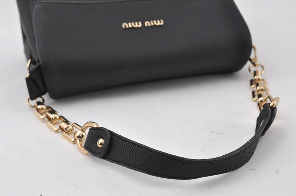 Authentic MIU MIU Leather Chain Tassel 2Way Shoulder Cross Body Bag Black 3587I