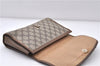 Authentic GUCCI Web Sherry Line Clutch Bag GG PVC Leather Brown 3588C