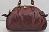 Authentic MIU MIU Vintage Leather 2Way Shoulder Hand Bag Bordeaux 3588I