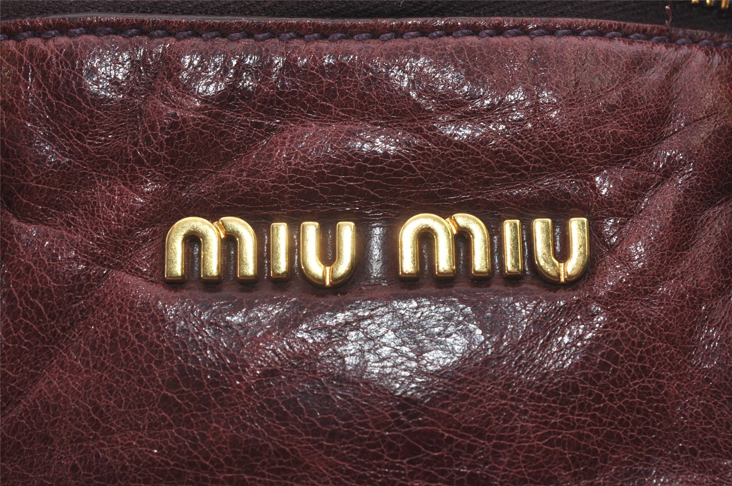 Authentic MIU MIU Vintage Leather 2Way Shoulder Hand Bag Bordeaux 3588I