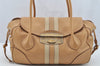 Authentic PRADA Vit Daino Lucer Leather Shoulder Tote Bag BR2937 Beige 3589I