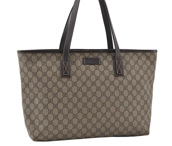 Authentic GUCCI Vintage Shoulder Tote Bag GG PVC Leather 211137 Brown 3590I