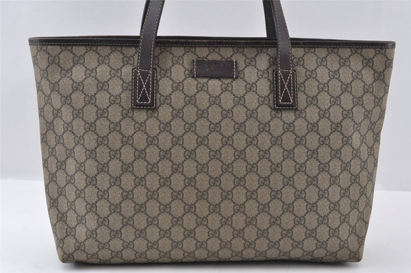Authentic GUCCI Vintage Shoulder Tote Bag GG PVC Leather 211137 Brown 3590I